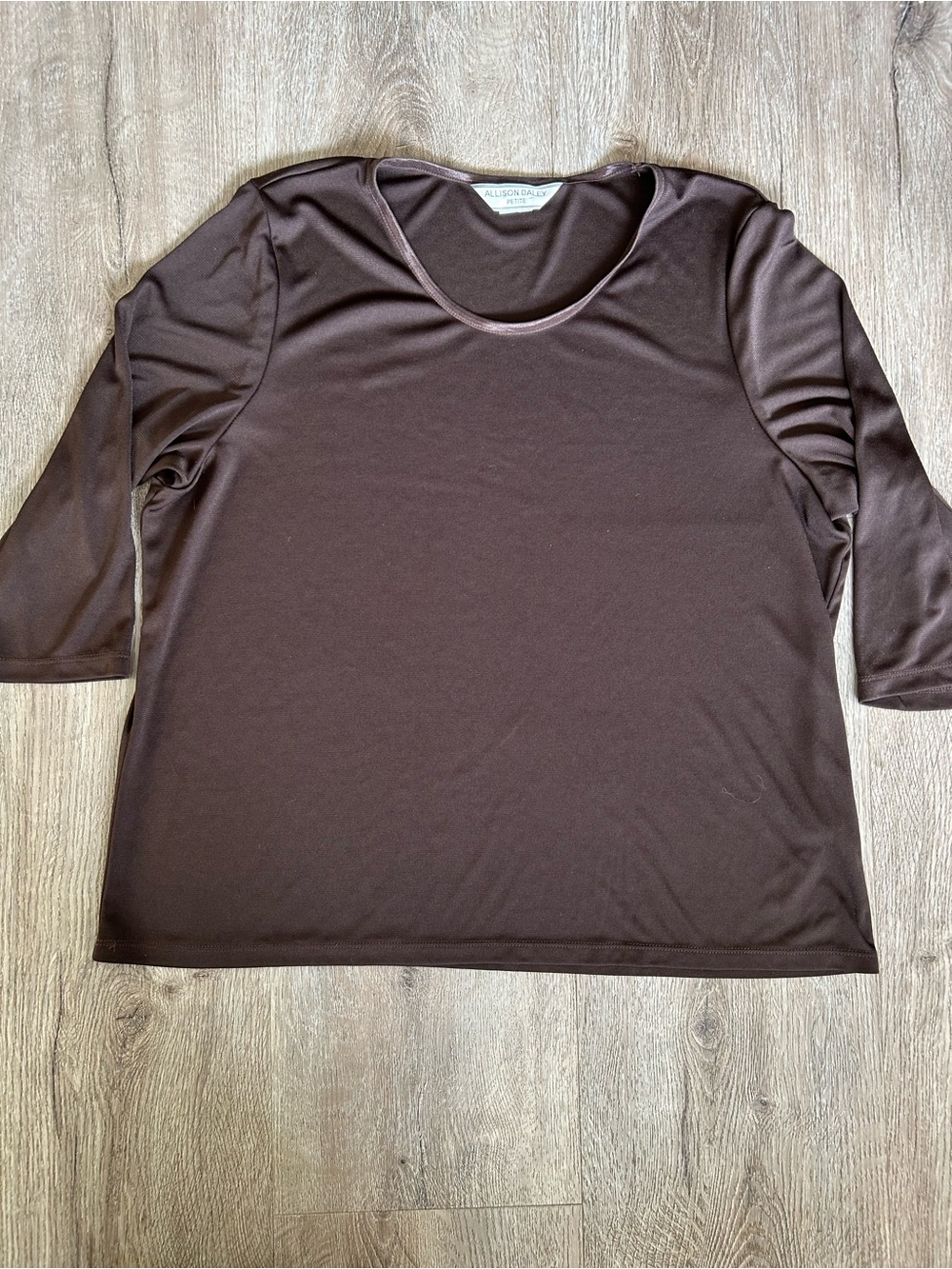 Allison Daley Chocolate Brown Scoop Neck Stretch Knit Top